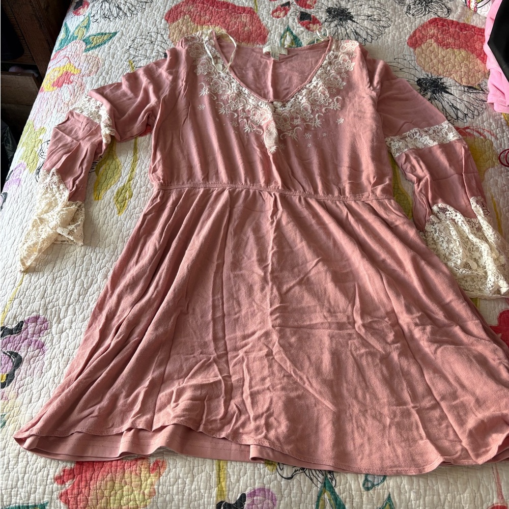 Forever 21 Blush Pink Kids Dress with Lace Accents